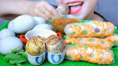 ASMR EATING DUCK EMBRYO X VIETNAMESE SPRING ROLL EATING SOUNDS LINH ASMR