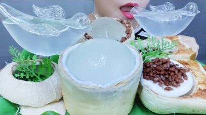 ASMR EATING COCCONUT JELLY X RED BEAN , EATING SOUNDS | LINH-ASMR