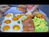 ASMR EATING SOY SAUCE MARINATED RAW SALMON X RAW EGG YORKS , EATING SOUNDS | LINH-ASMR