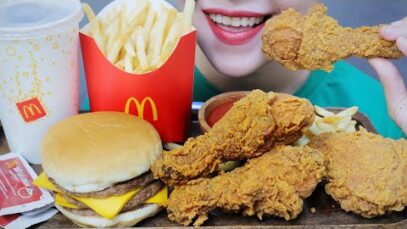 ASMR MCDONALD FRIED CHICKEN X BEEF BURGER , EATING SOUNDS  | LINH-ASMR