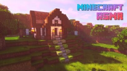 Minecraft ASMR | Building a Fairytale Woodland Cottage ? Whispers / Rain / Music