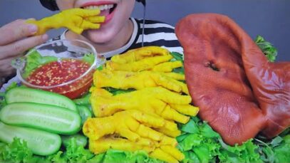 ASMR SALTED CHICKEN FEET AND SMOKED PORK EARS, EATING SOUNDS | LINH-ASMR