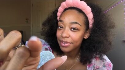 ASMR | 🌸 Random Pink Triggers 🌸 [ blotting your face, mouth sounds, tapping + scratching objects ]